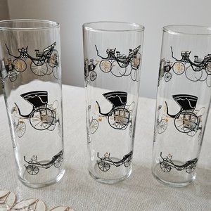 Vintage MCM Libby Antique Cars Tom Collins Glasses